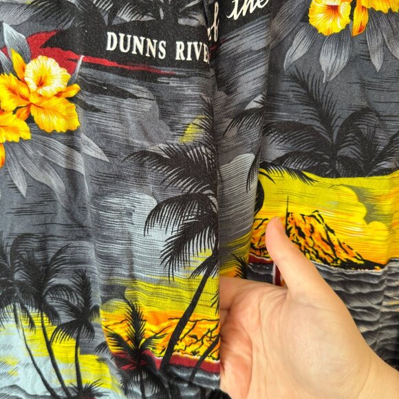 Hawaiian Button-Up Shirt 2X Dunns River Tropical Print Palm Trees Flowers - Picture 6 of 7